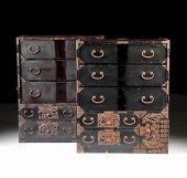 TWO JAPANESE IRON MOUNTED BLAC