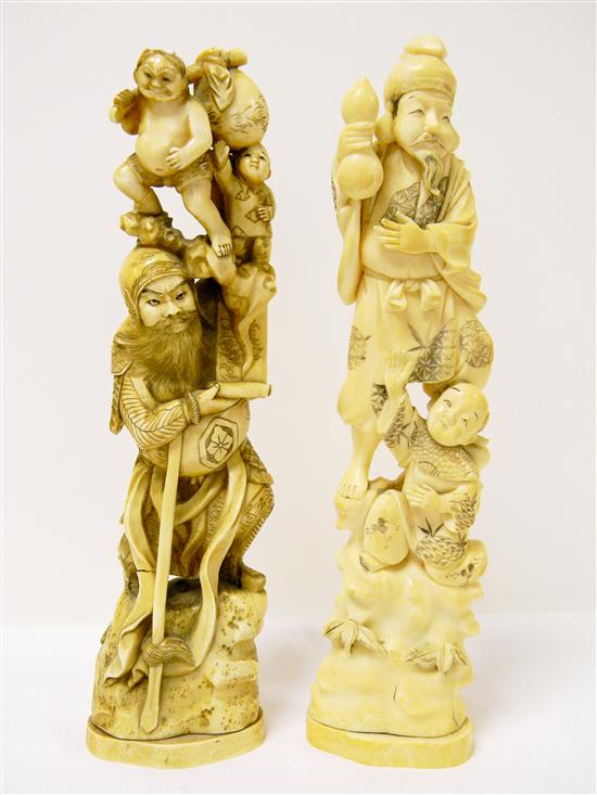 Two Japanese ivory carved