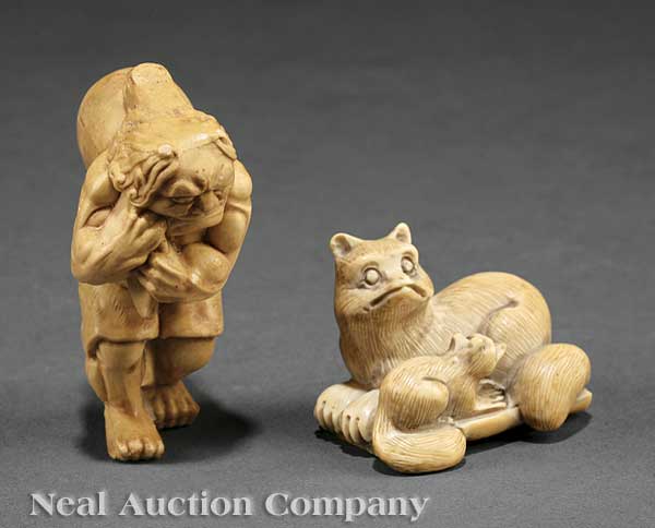 Two Japanese Ivory Netsuke probably
