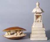 Two Japanese ivory okimono