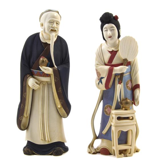 Two Japanese Ivory Okimono each