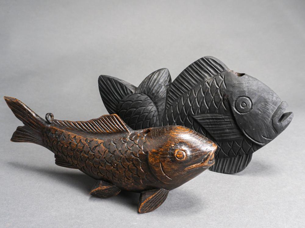 TWO JAPANESE JIZAI WOOD FISH