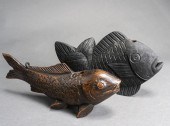 TWO JAPANESE JIZAI WOOD FISH C