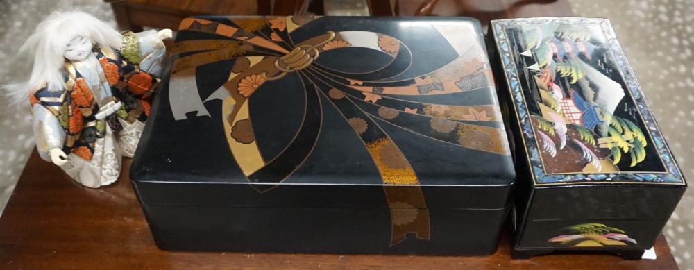 TWO JAPANESE LACQUER BOXES AND