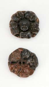 TWO JAPANESE MANJU NETSUKE 19T