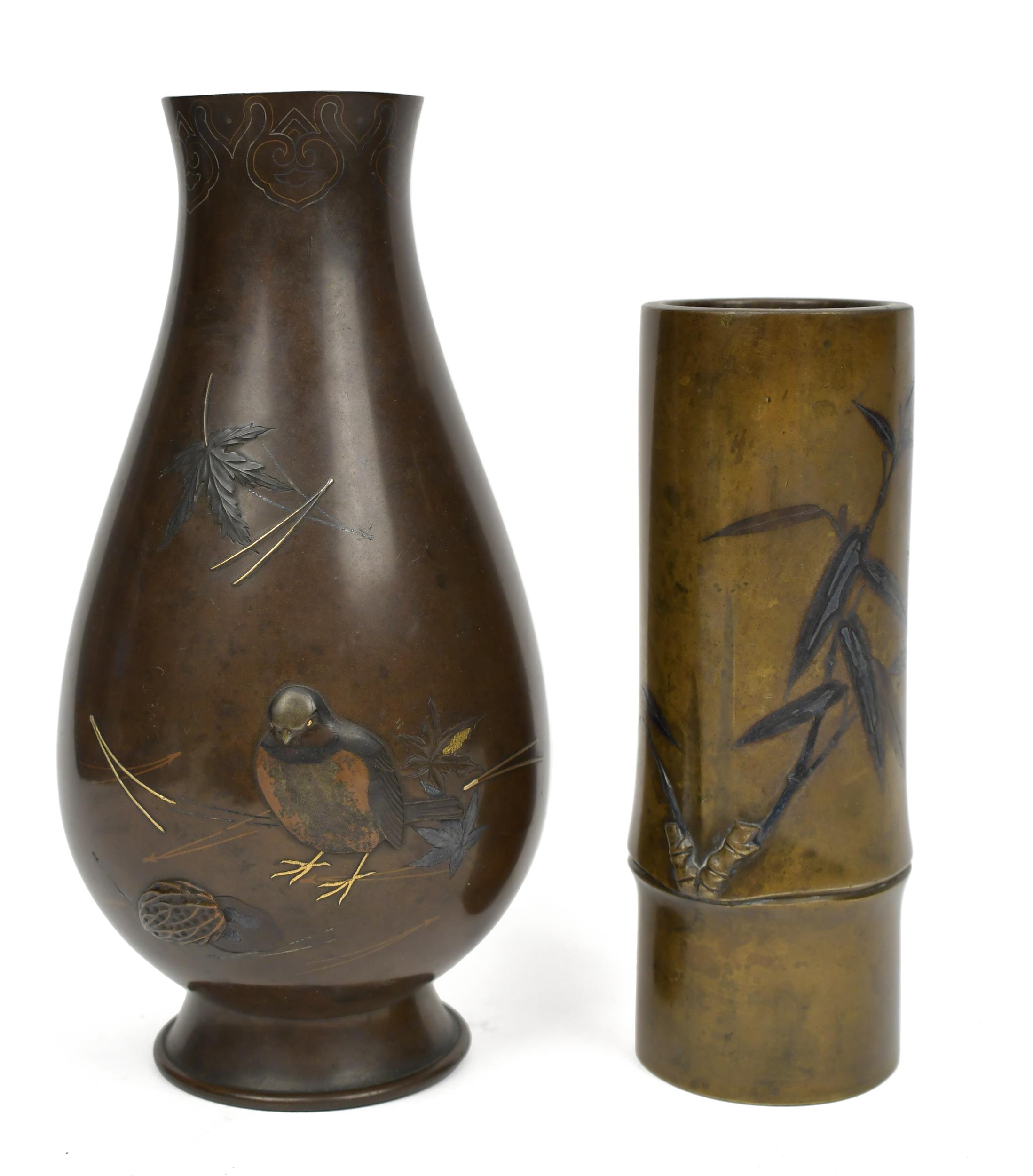 TWO JAPANESE MEIJI MIXED METAL