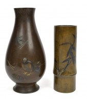 TWO JAPANESE MEIJI MIXED METAL