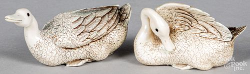 TWO JAPANESE MEIJI PERIOD CARVED