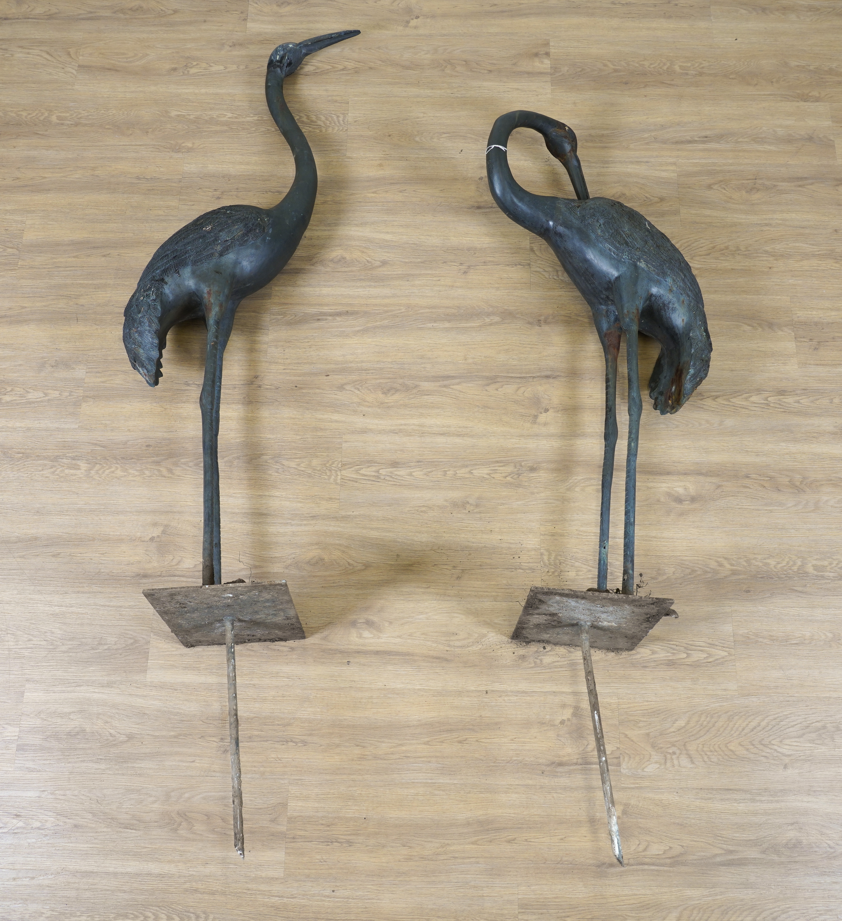 TWO JAPANESE MEJI STYLE BRONZED