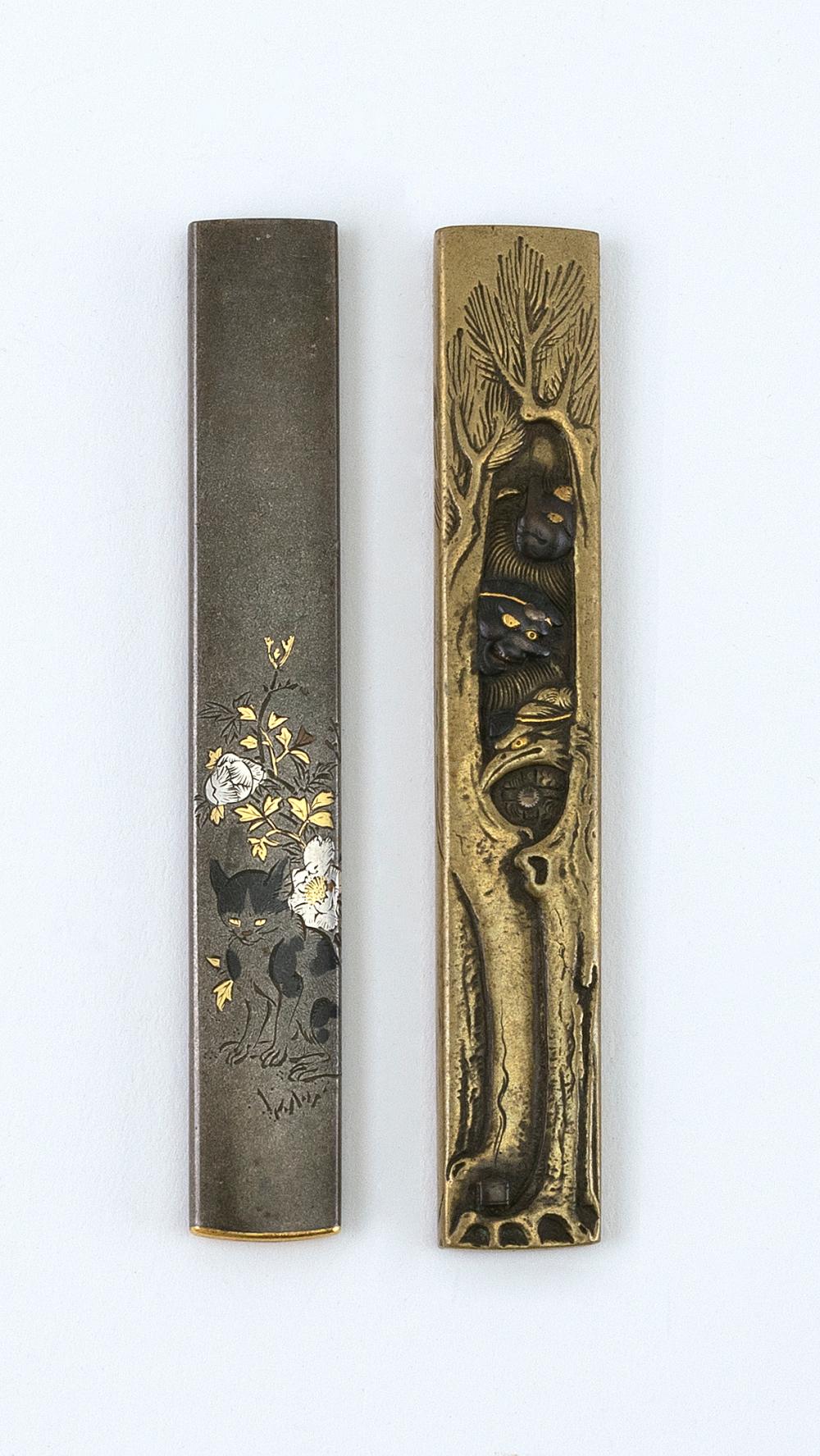TWO JAPANESE MIXED METAL KOZUKA
