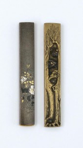 TWO JAPANESE MIXED METAL KOZUK