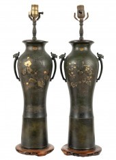 TWO JAPANESE MIXED-METALS VASE