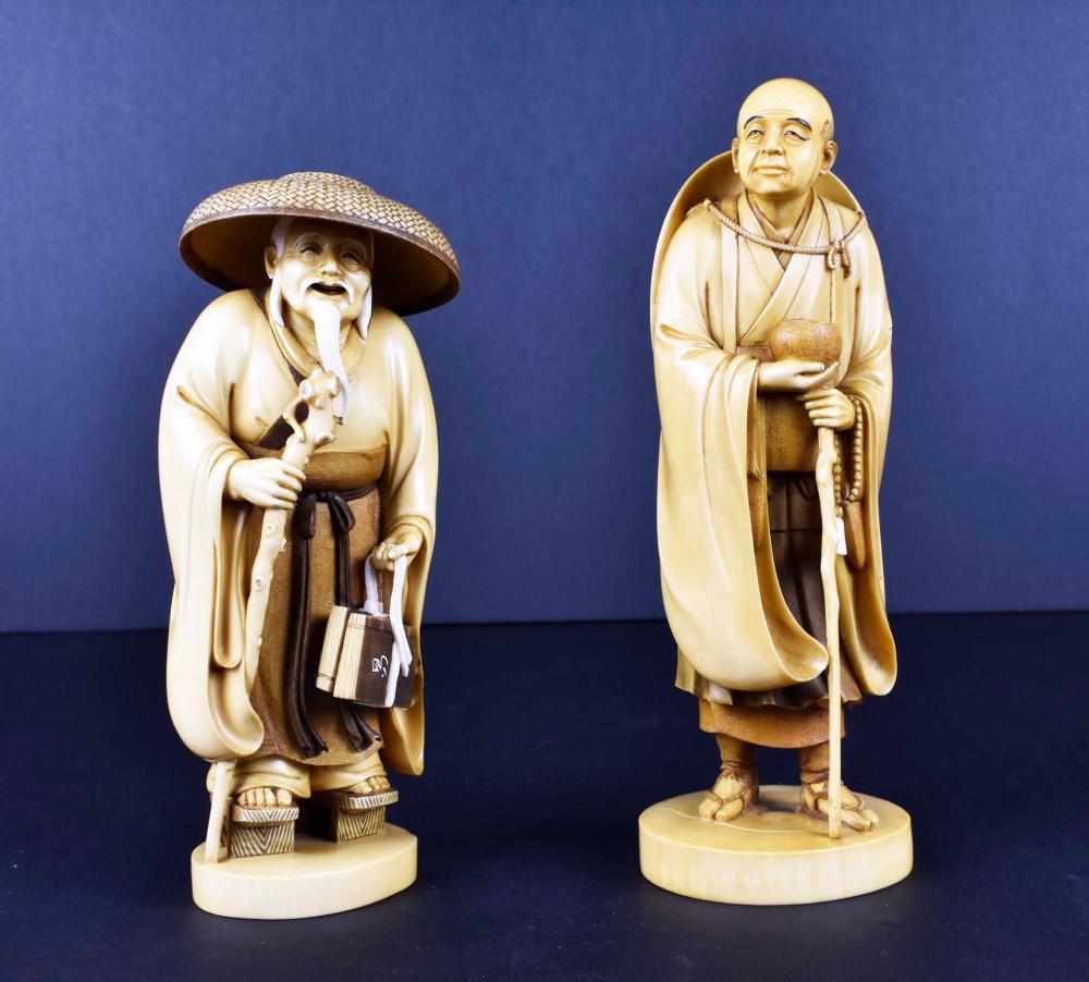 TWO JAPANESE OKIMONO OF A PRIEST