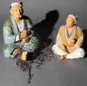 TWO JAPANESE PAINTED CERAMIC F
