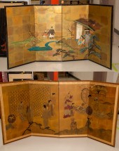 TWO JAPANESE PAINTED TEA SCREE