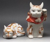 Two Japanese porcelain cats 20