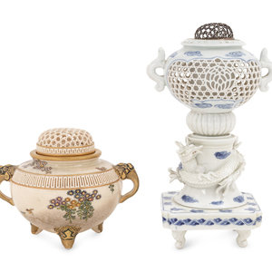 Two Japanese Porcelain Incense