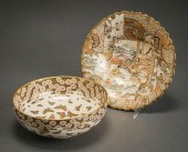 TWO JAPANESE SATSUMA BOWLS MEI