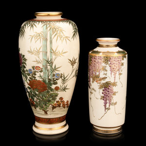 Two Japanese Satsuma 'Floral' Vases