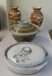 TWO JAPANESE SATSUMA TYPE VASE