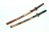 TWO JAPANESE SHORT SWORDS.  Fi