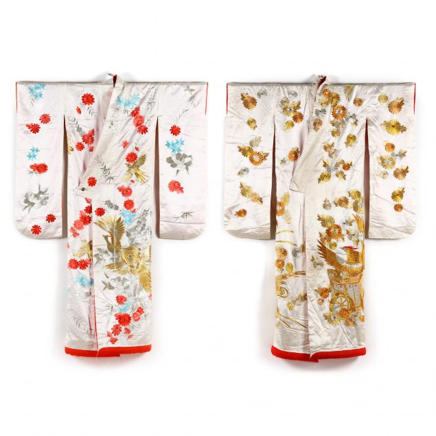 TWO JAPANESE SILK UCHIKAKE
