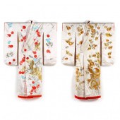 TWO JAPANESE SILK UCHIKAKE WED