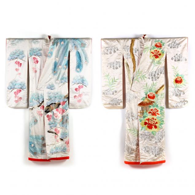TWO JAPANESE SILK UCHIKAKE