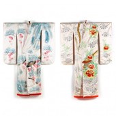TWO JAPANESE SILK UCHIKAKE WED