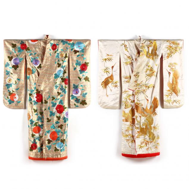 TWO JAPANESE SILK UCHIKAKE