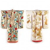 TWO JAPANESE SILK UCHIKAKE WED