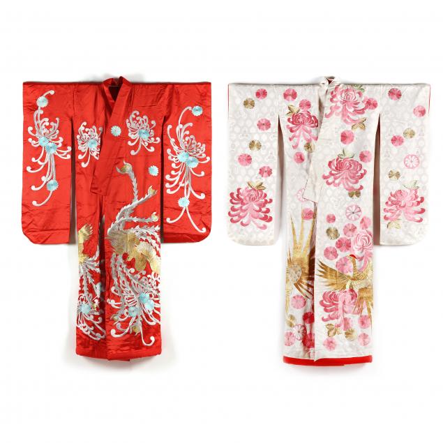 TWO JAPANESE SILK UCHIKAKE