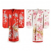 TWO JAPANESE SILK UCHIKAKE WED