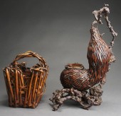 TWO JAPANESE STAINED BAMBOO IK