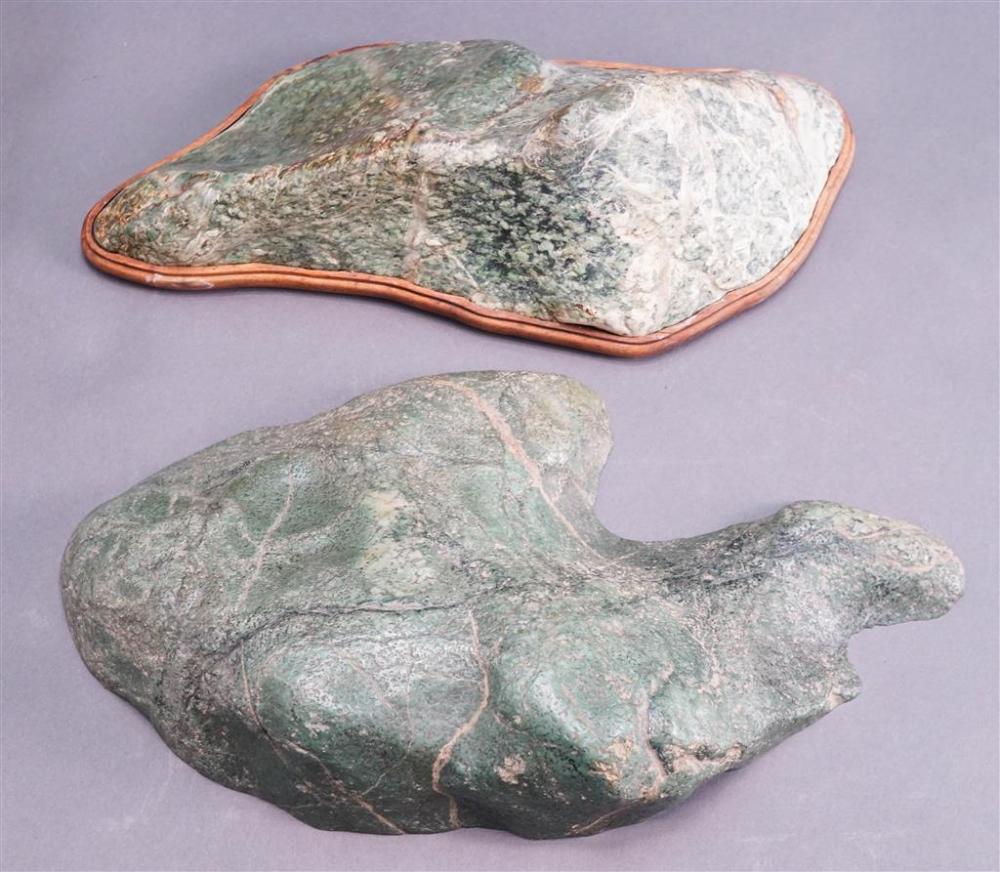 TWO JAPANESE SUISEKI STONES (ONE ON