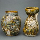 TWO JAPANESE SUMIDA GAWA WARE