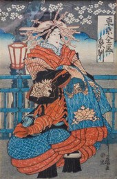 TWO JAPANESE UKIYO-E OBAN WOOD