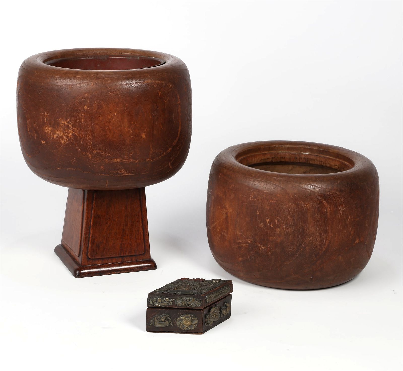 TWO JAPANESE WOOD PLANTERSTwo