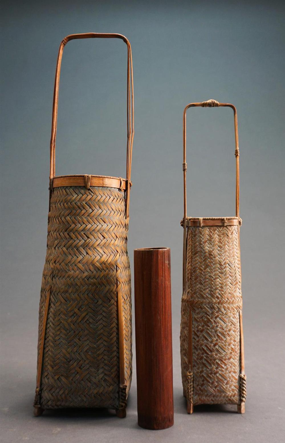 TWO JAPANESE WOVEN KHIBANA