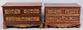 TWO JAVANESE PARCEL-GILT RED P