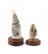 TWO JOE LUIZ SIGNED SCRIMSHAW