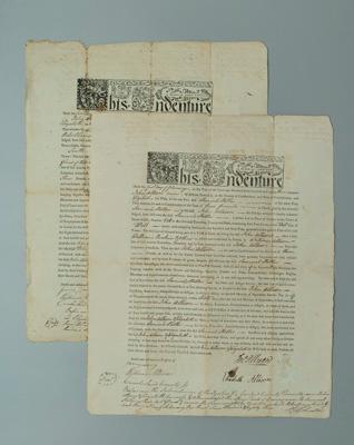 Two John Dunlap printed indentures: