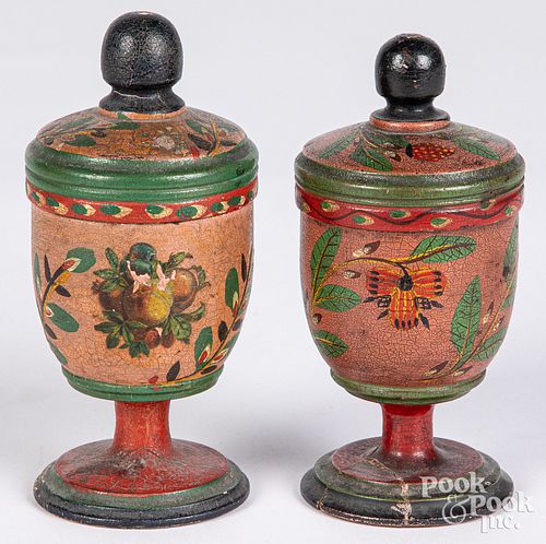TWO JOSEPH LEHN LIDDED SAFFRON