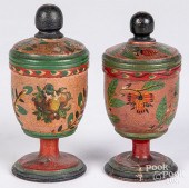 TWO JOSEPH LEHN LIDDED SAFFRON