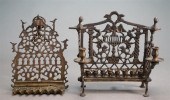 TWO JUDAICA BRONZE MENORAHS, H
