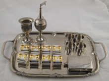Two Judaica vessels a hip flask a