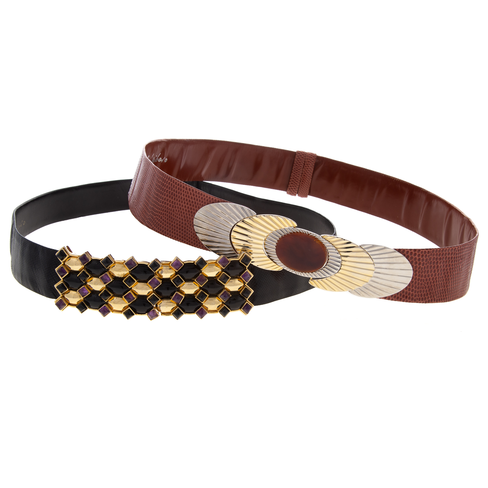 TWO JUDITH LEIBER LIZARD AND