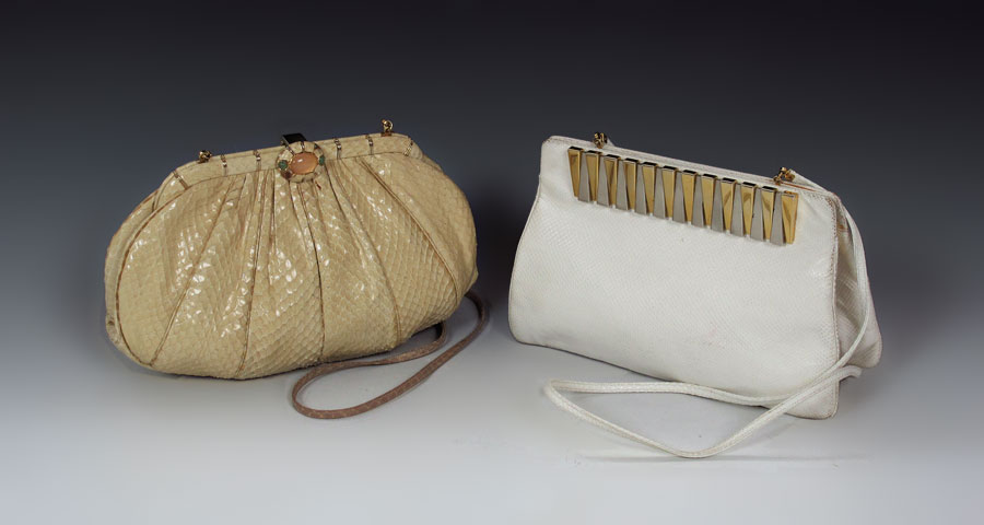 TWO JUDITH LEIBER REPTILE LEATHER