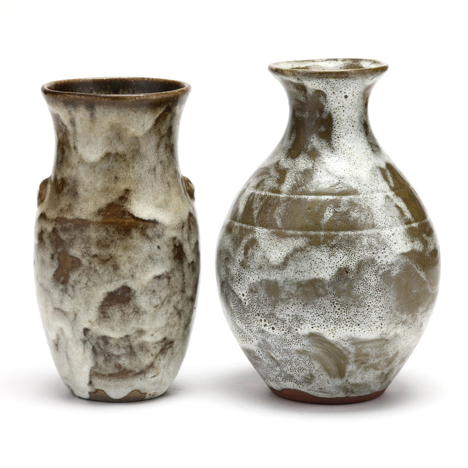 TWO JUGTOWN POTTERY BLACK ANKLE