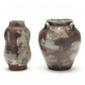 TWO JUGTOWN POTTERY VASES, DOU